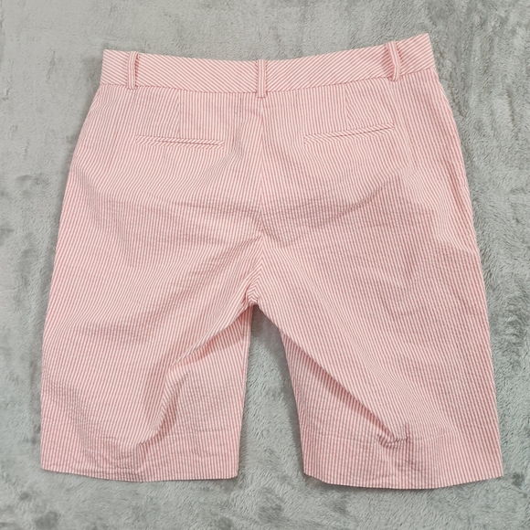 346 brooks brothers pink white seersucker bermuda shorts sz 6 100% cotton 10in - Picture 8 of 8
